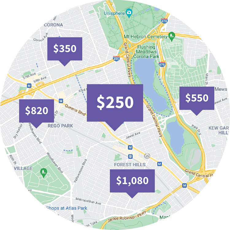 Map with Prices Circular Image